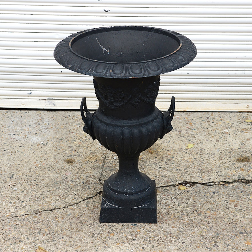 Cast Iron Urn With Lion Head Handles