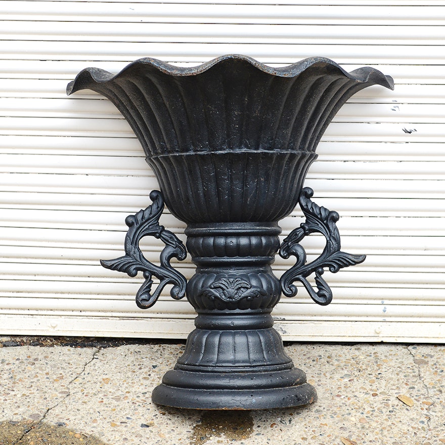 Cast Iron Flat Back Garden Urn