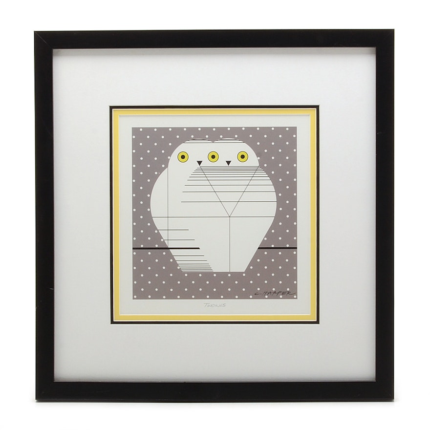 Offset Lithograph after Charley Harper "Twowls"