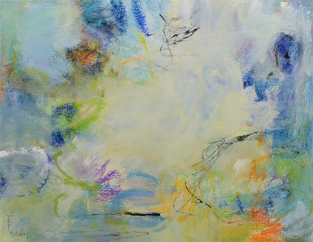 Lisa Schafer Acrylic Painting on Canvas "Water Lilies"