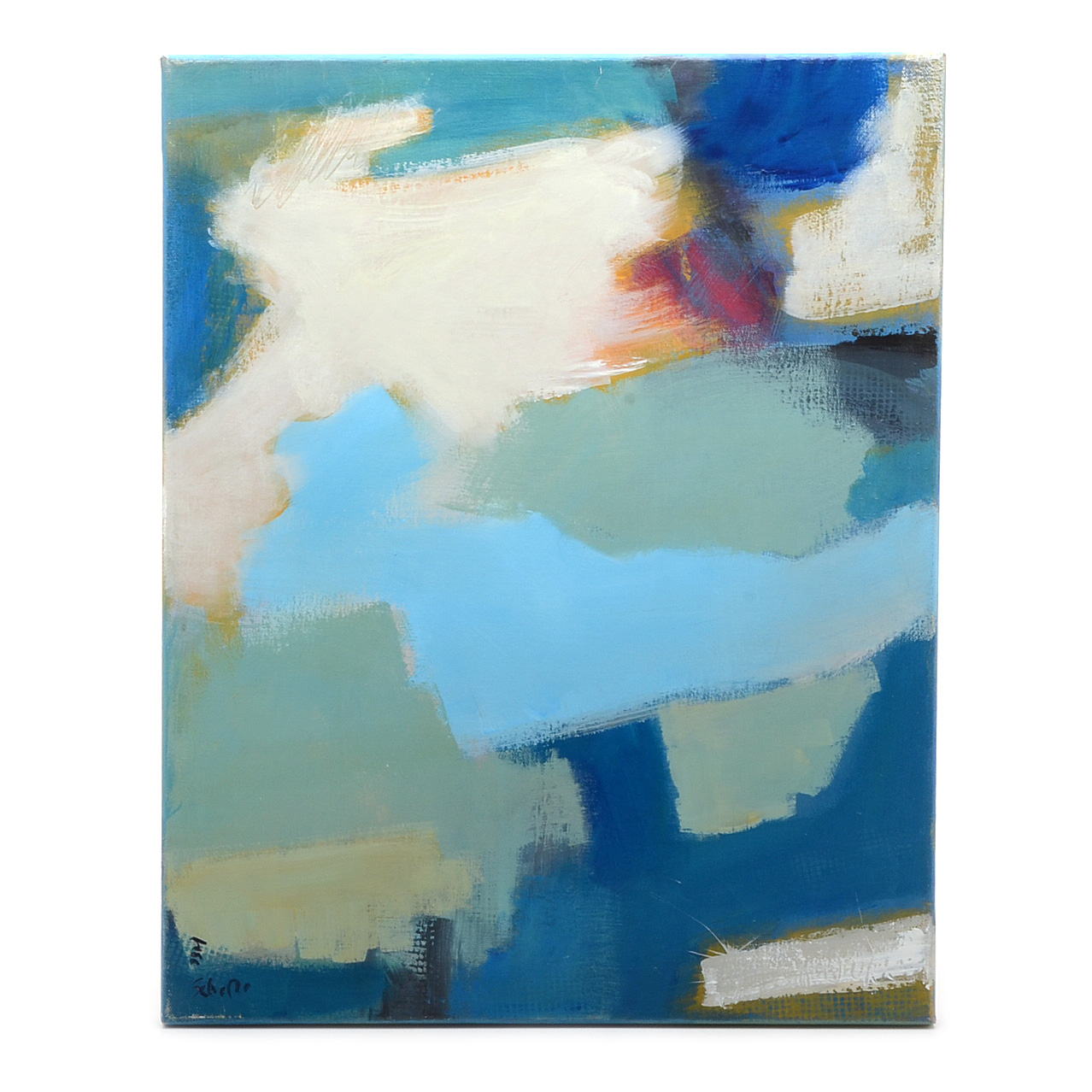 Lisa Schafer Acrylic Painting on Canvas "Tabby Blue"