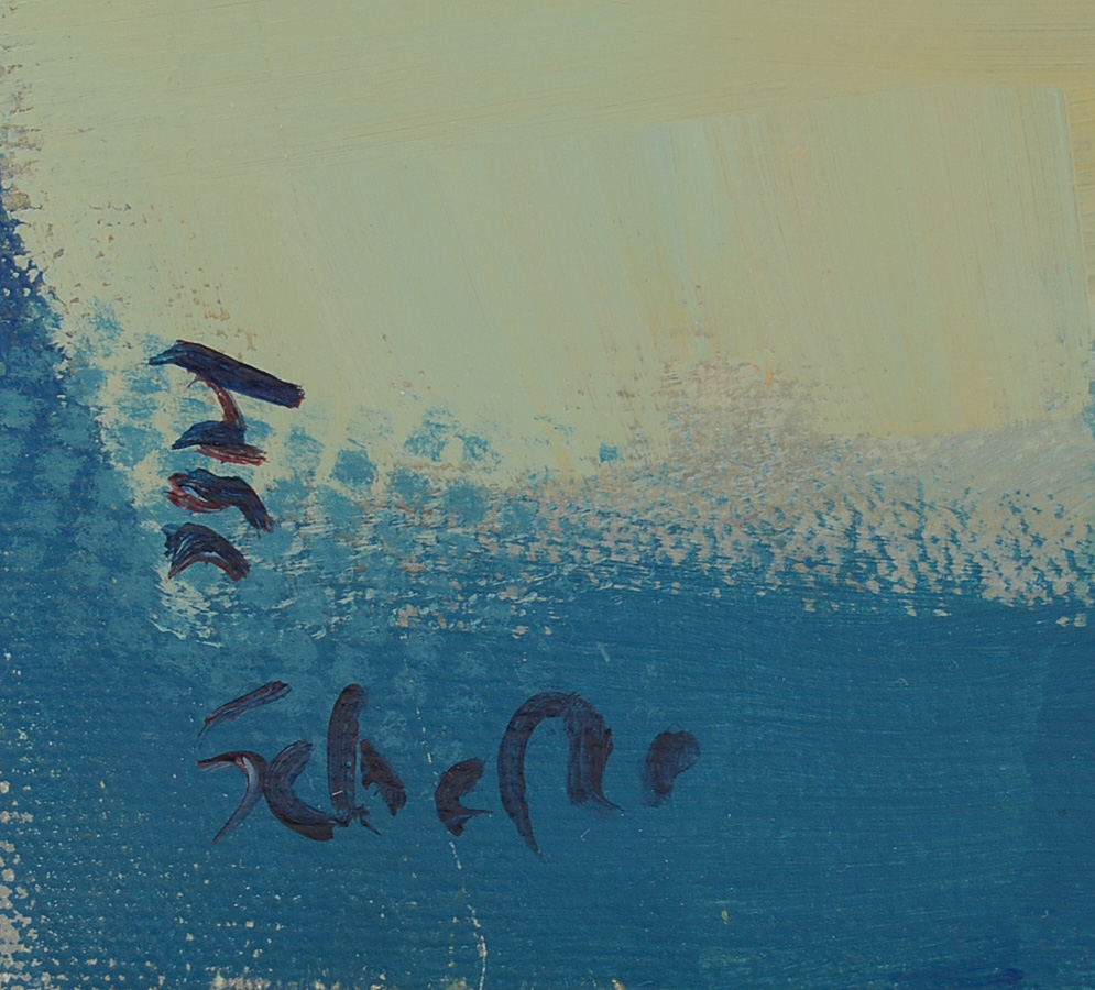 Lisa Schafer Acrylic Painting on Canvas "Tabby Blue"