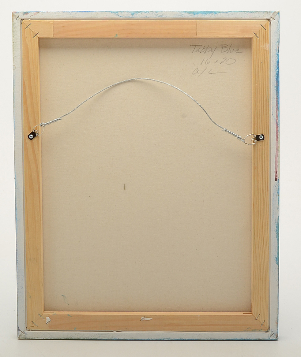 Lisa Schafer Acrylic Painting on Canvas "Tabby Blue"