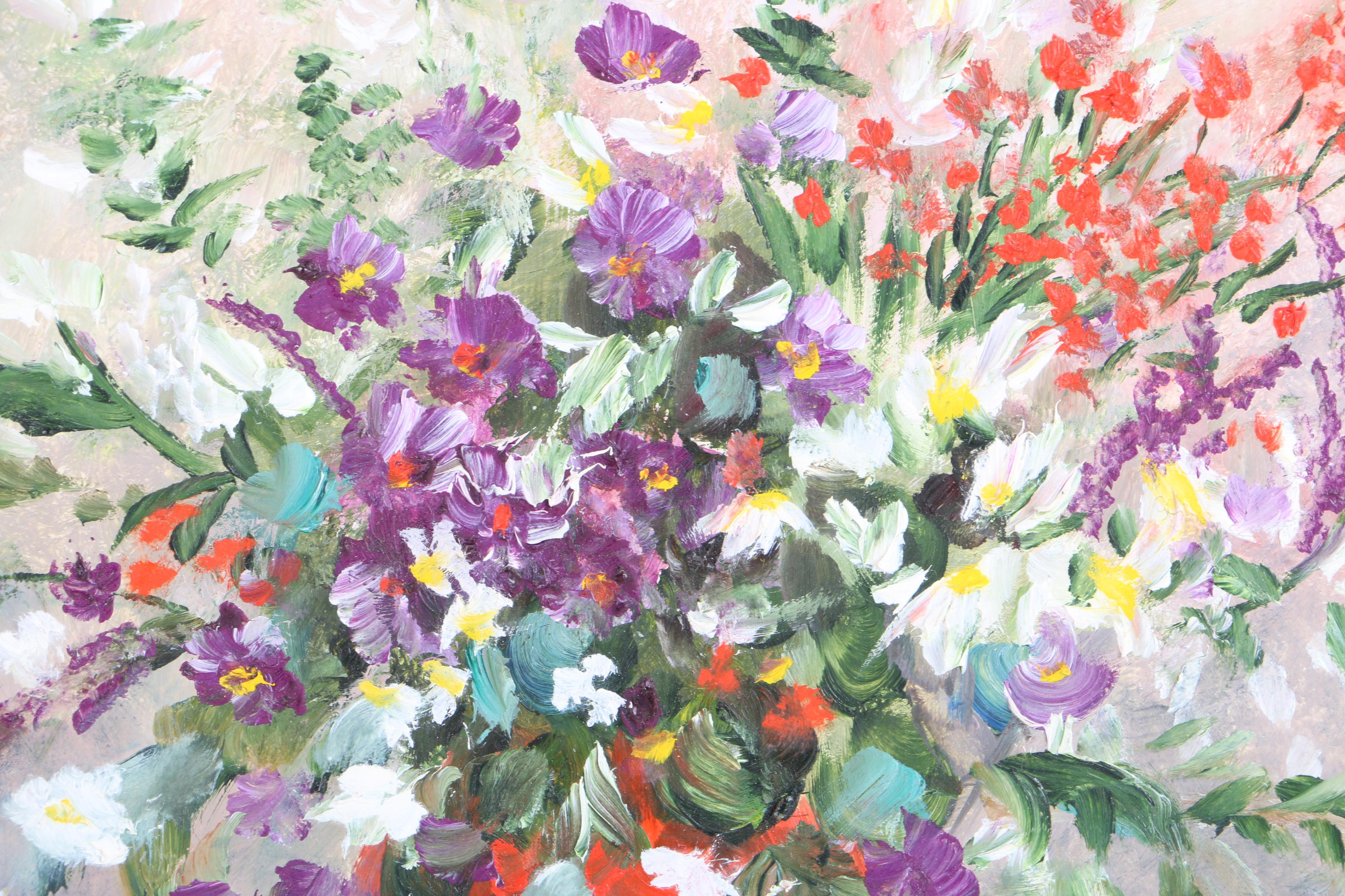 Eleanor Morehouse Oil Painting of a Floral Still Life and Landscape