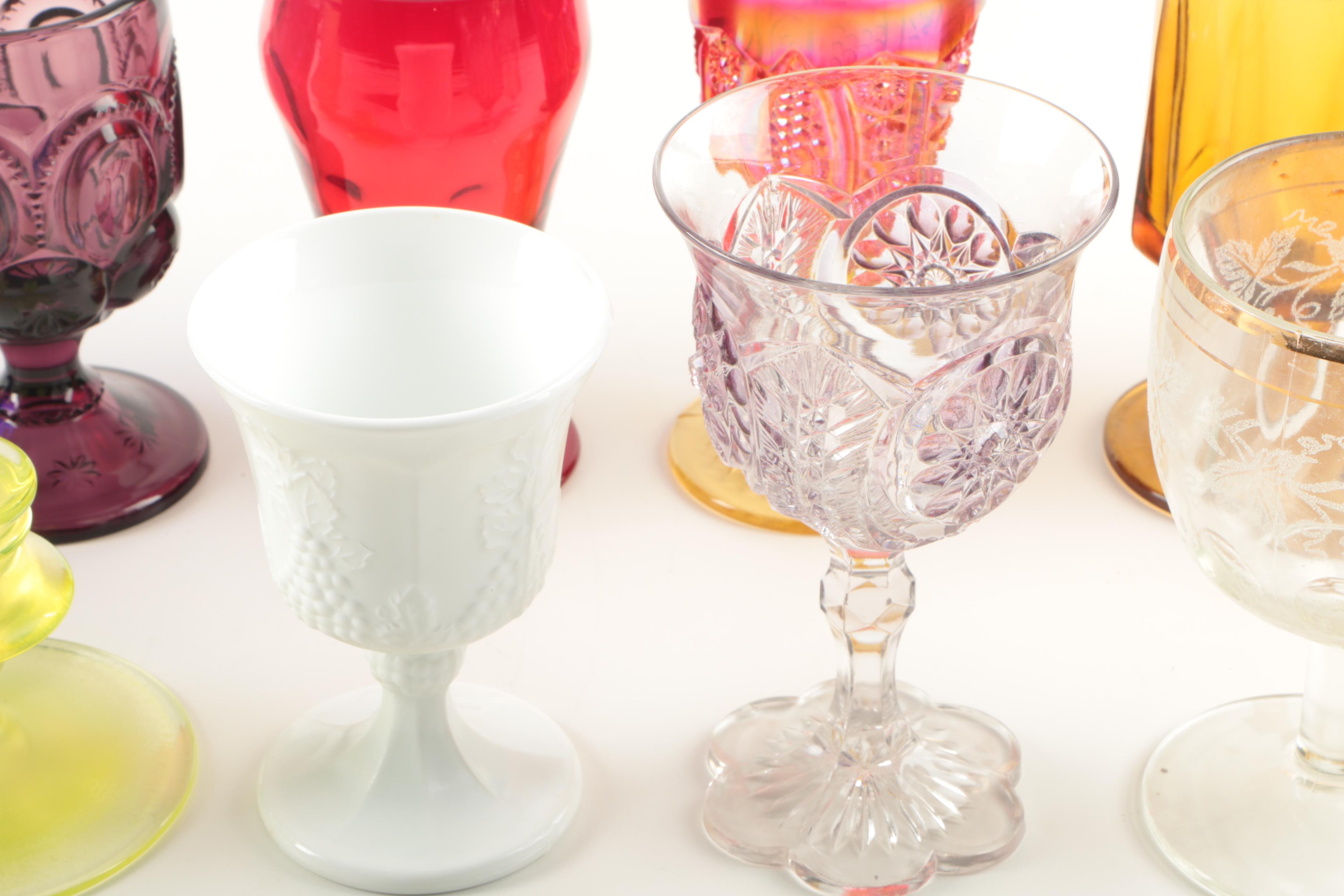 Glassware Featuring L.E. Smith "Moon and Stars" Goblet