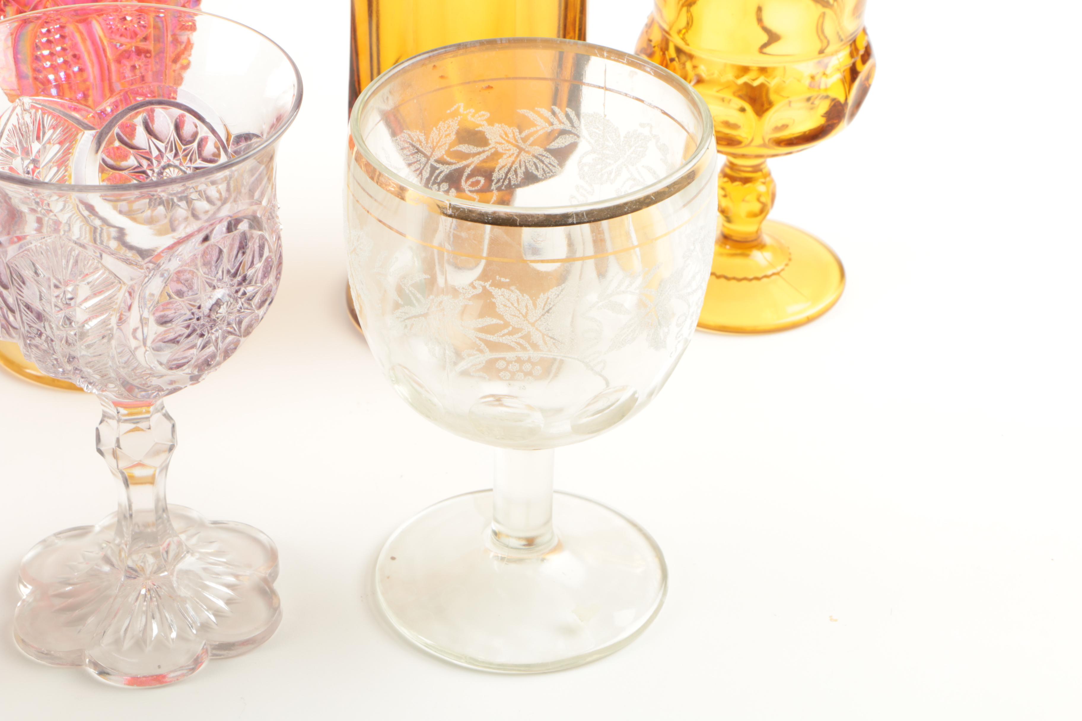Glassware Featuring L.E. Smith "Moon and Stars" Goblet