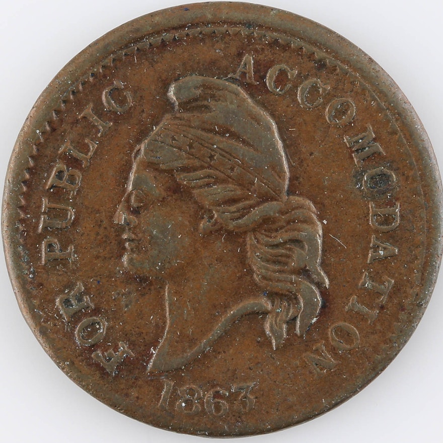 1863 Civil War Era Token "Knickerbocker Currency"