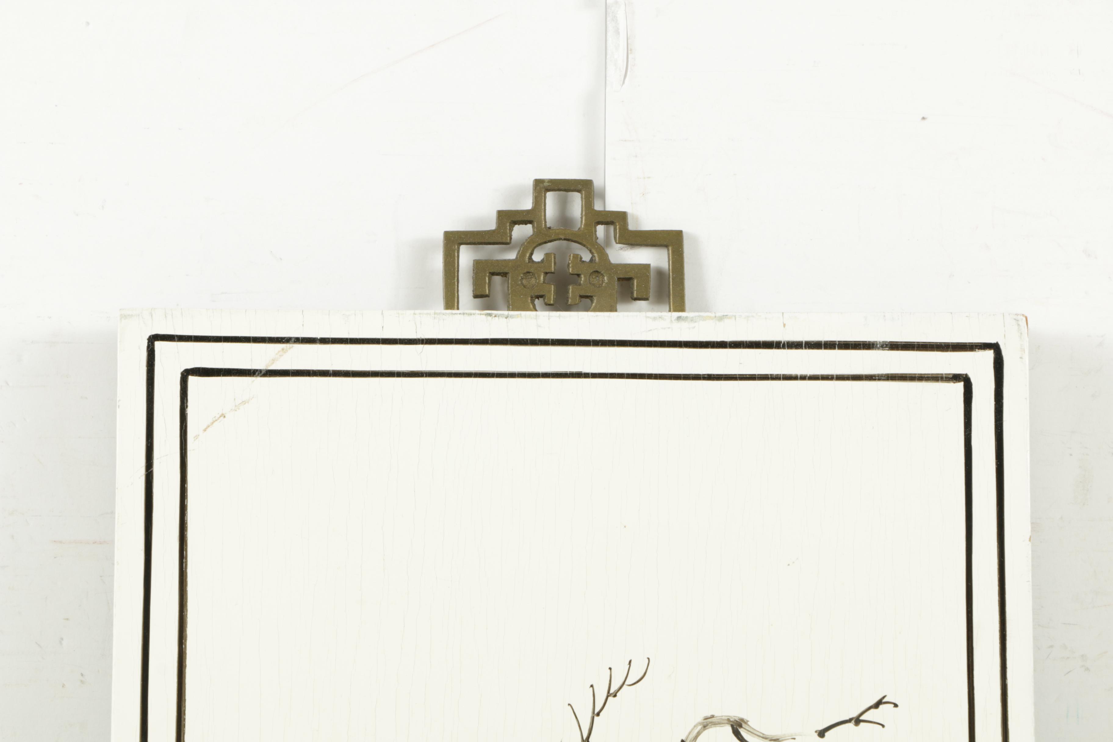 East Asian Style Inlaid Stone Plaques