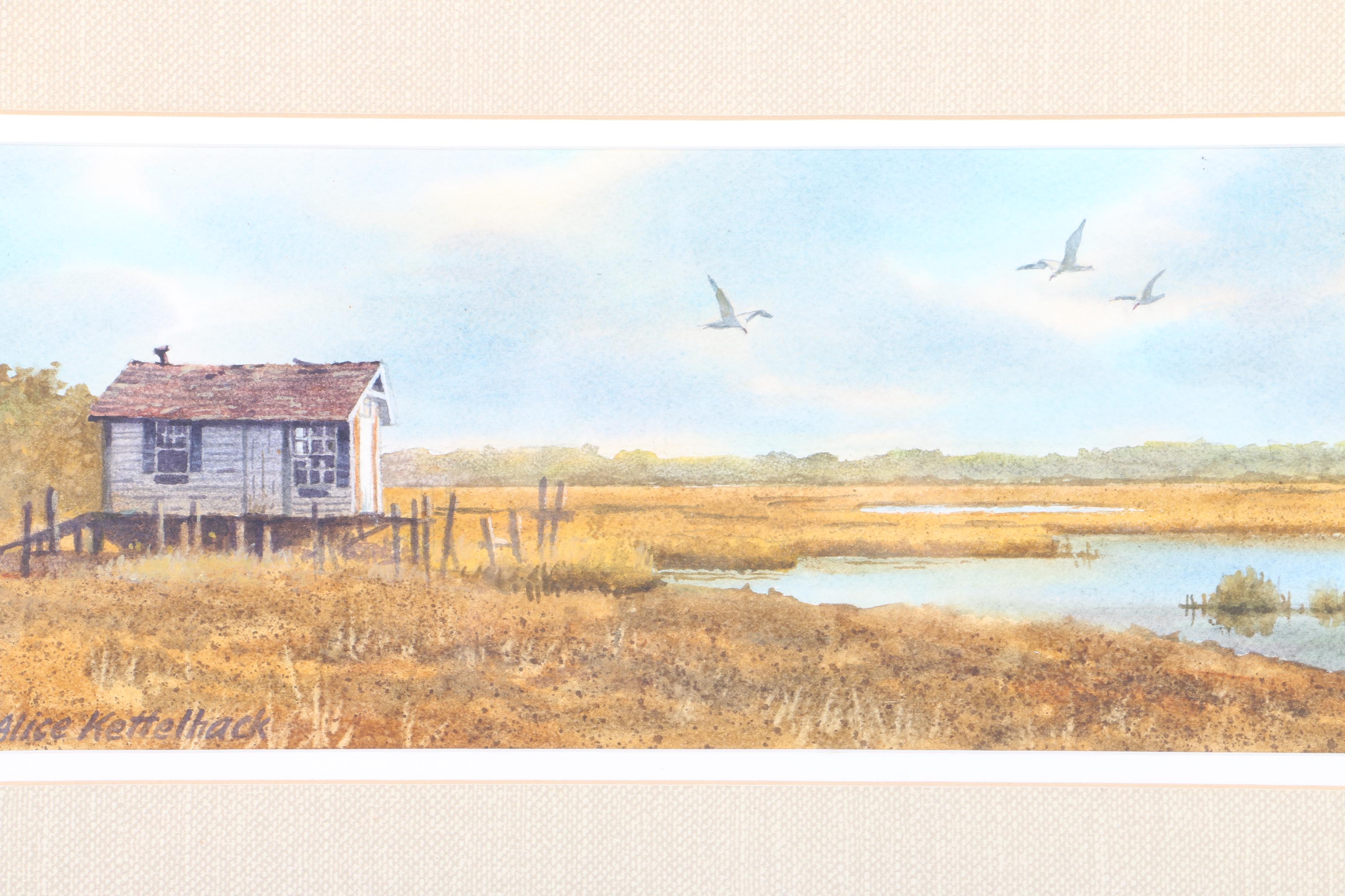 Alice Kettelhack Watercolor Paintings on Paper of Coastal Scenes