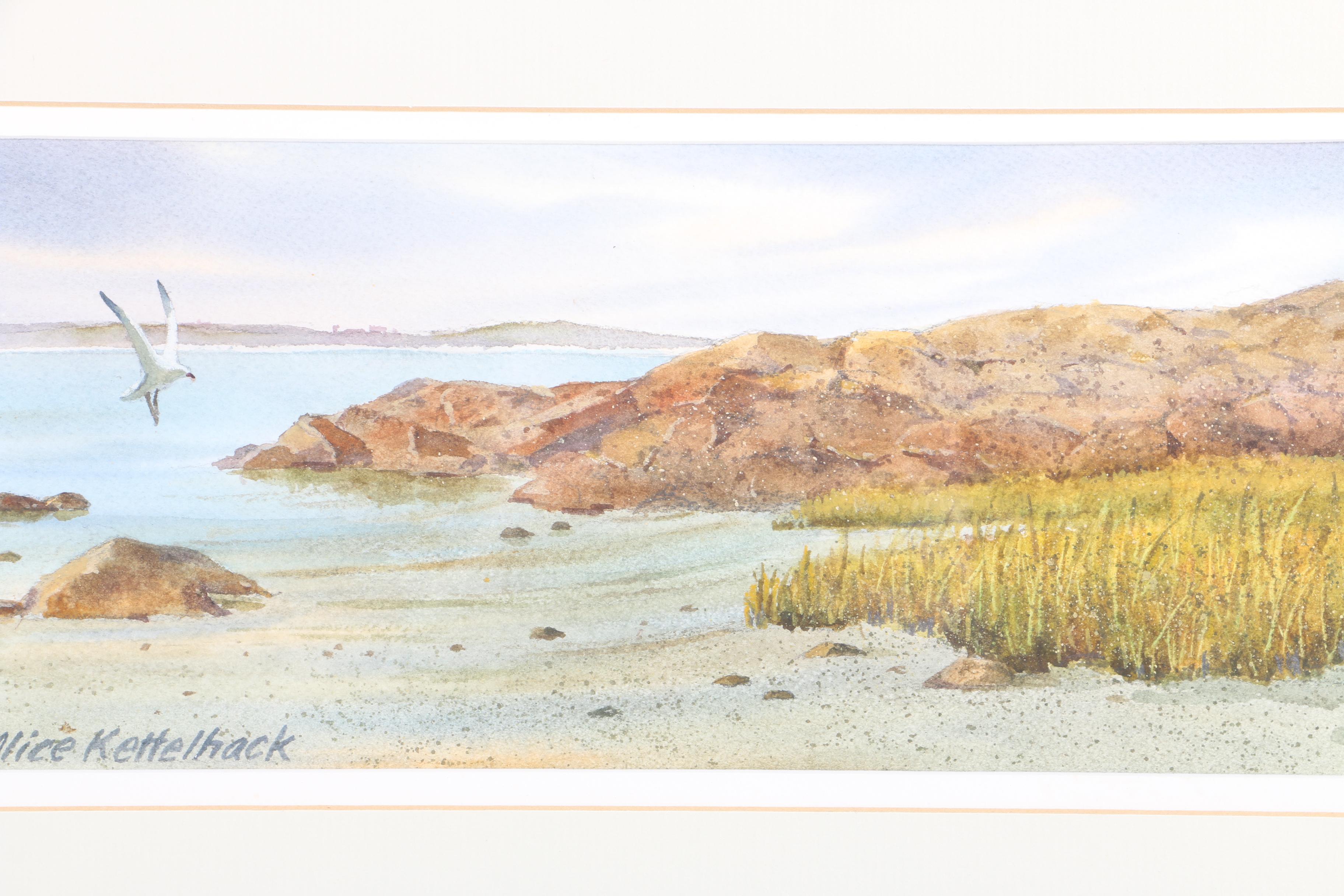 Alice Kettelhack Watercolor Paintings on Paper of Coastal Scenes