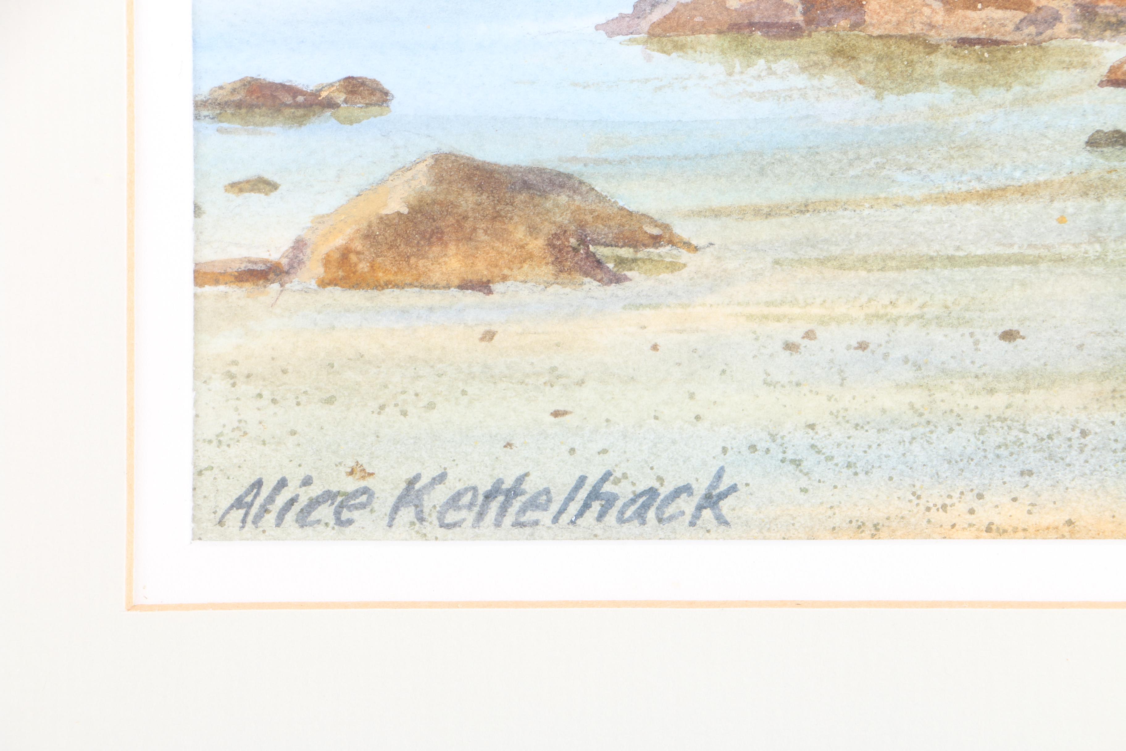 Alice Kettelhack Watercolor Paintings on Paper of Coastal Scenes