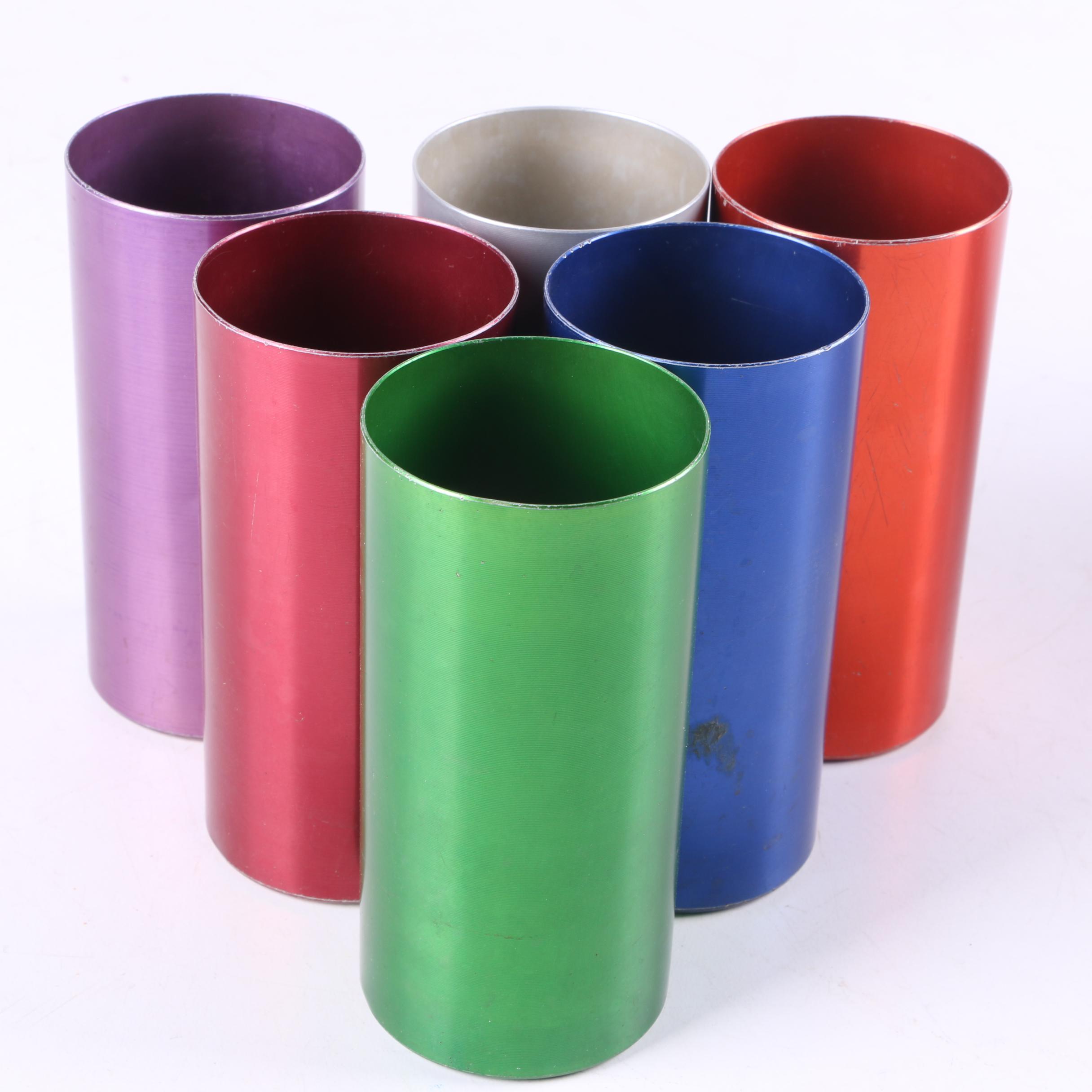 Mid Century Perma Hues Aluminum Tumblers and Vogue Pitcher