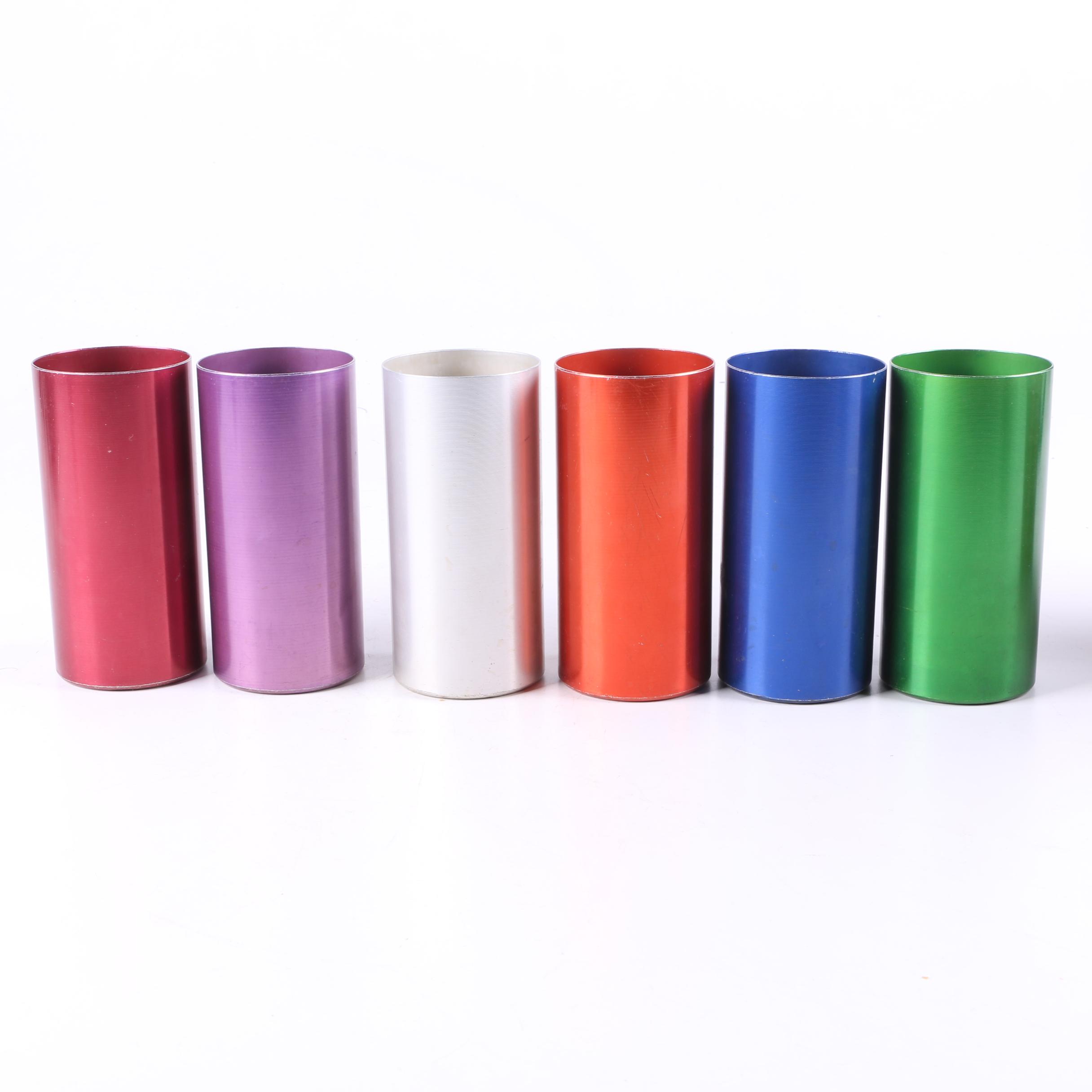 Mid Century Perma Hues Aluminum Tumblers and Vogue Pitcher