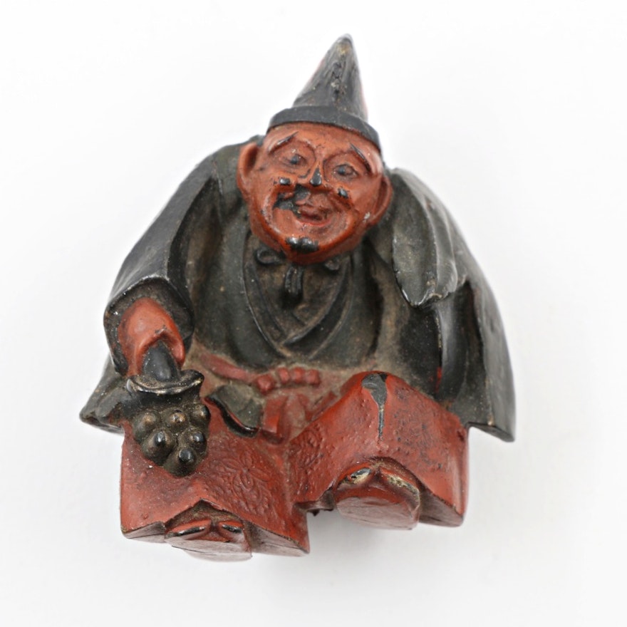 Meiji Period Carved and Lacquered Wood Netsuke