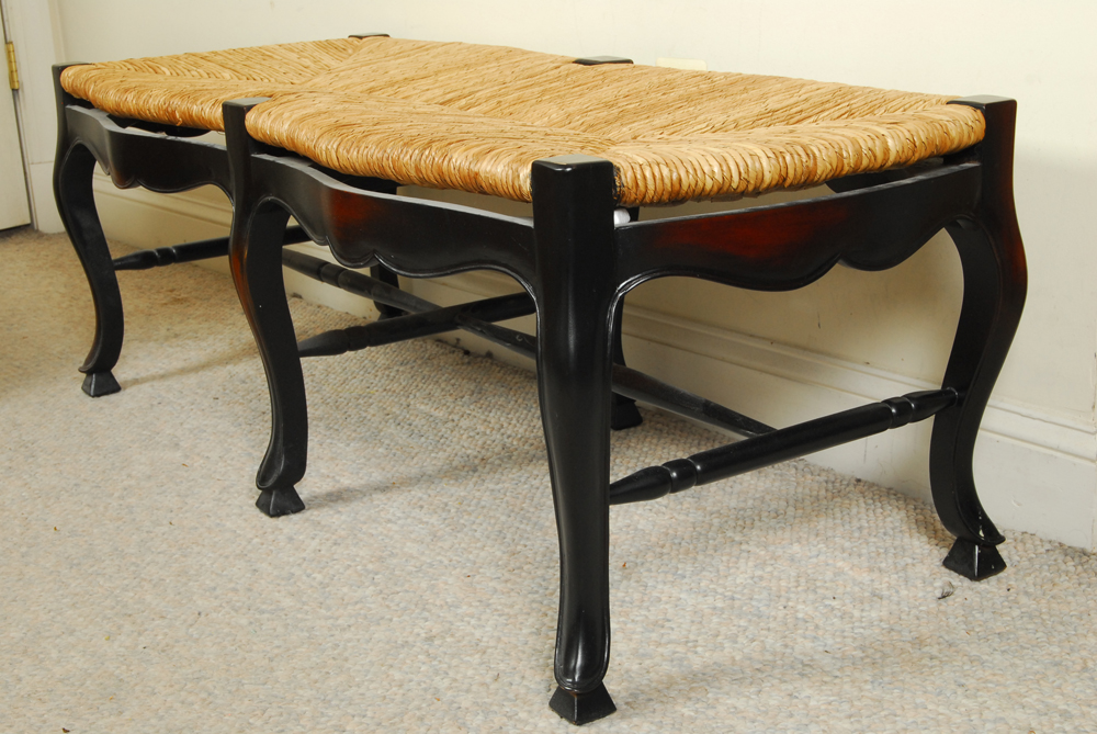 French Provincial Rush Seat Bench