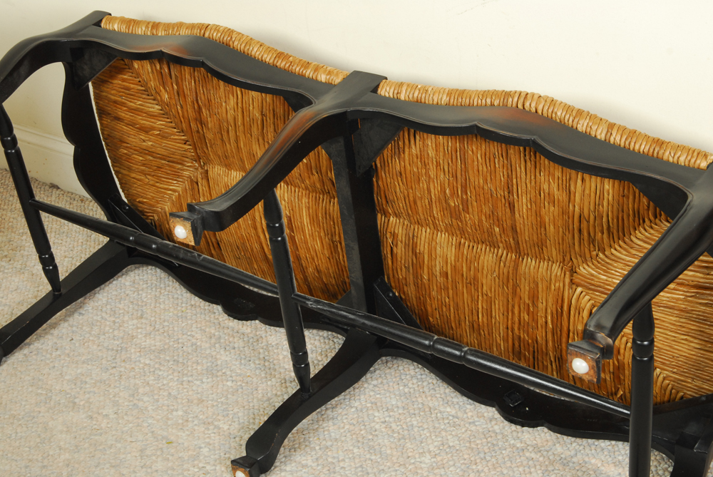 French Provincial Rush Seat Bench