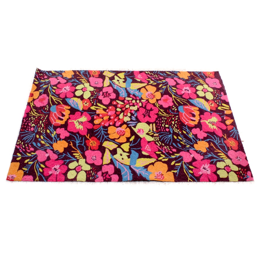 Hooked Contemporary Floral Area Rug