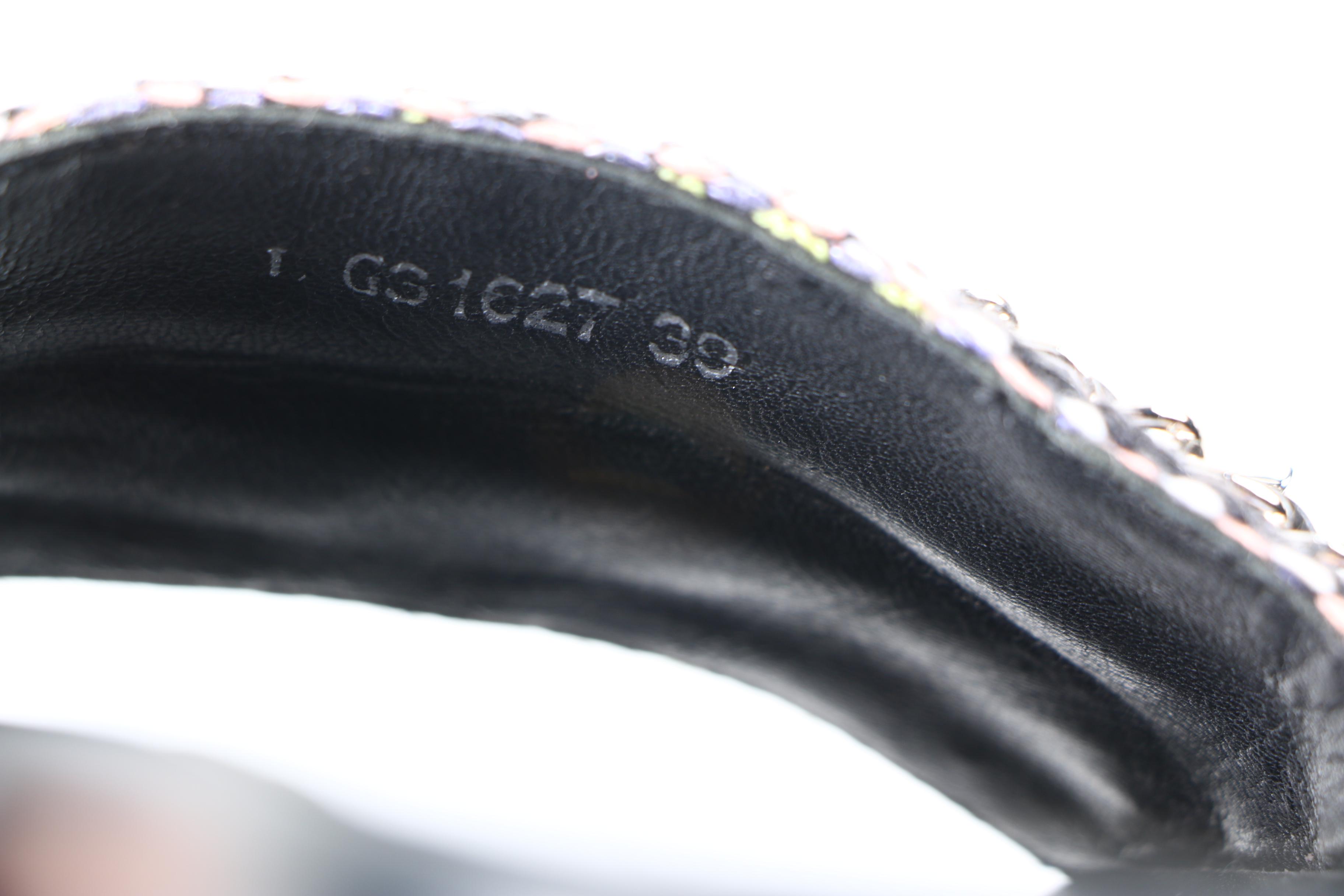 Chanel Multicolor and Leather Chain Link Slide Sandals