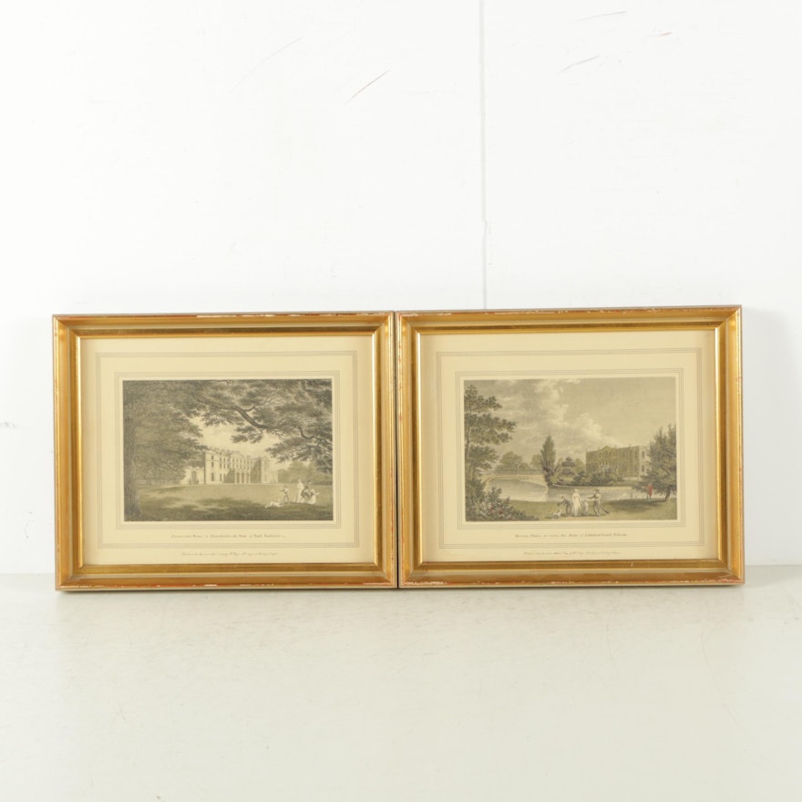 Lithographs After W. Angus Etchings of Estates