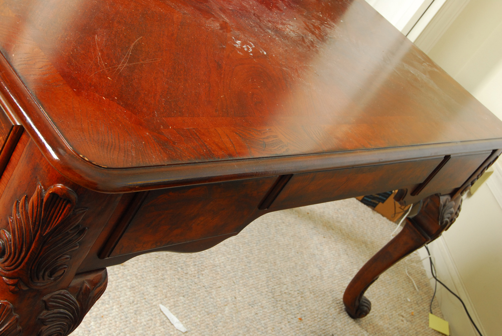 Chippendale Style Walnut Veneered Broyhill Desk