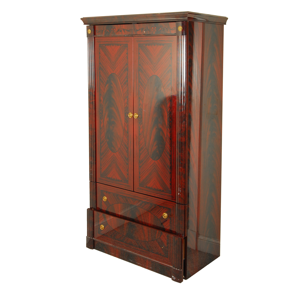 Neoclassical Style Flame Mahogany Wardrobe