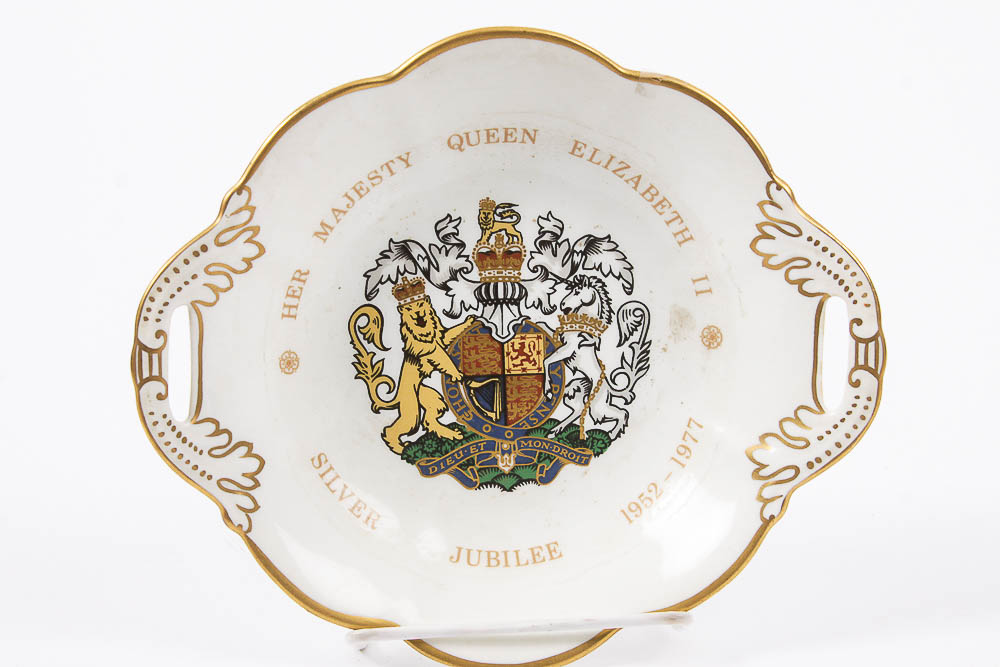 Vintage British-Made Commemorative Porcelain Dish and Tankard