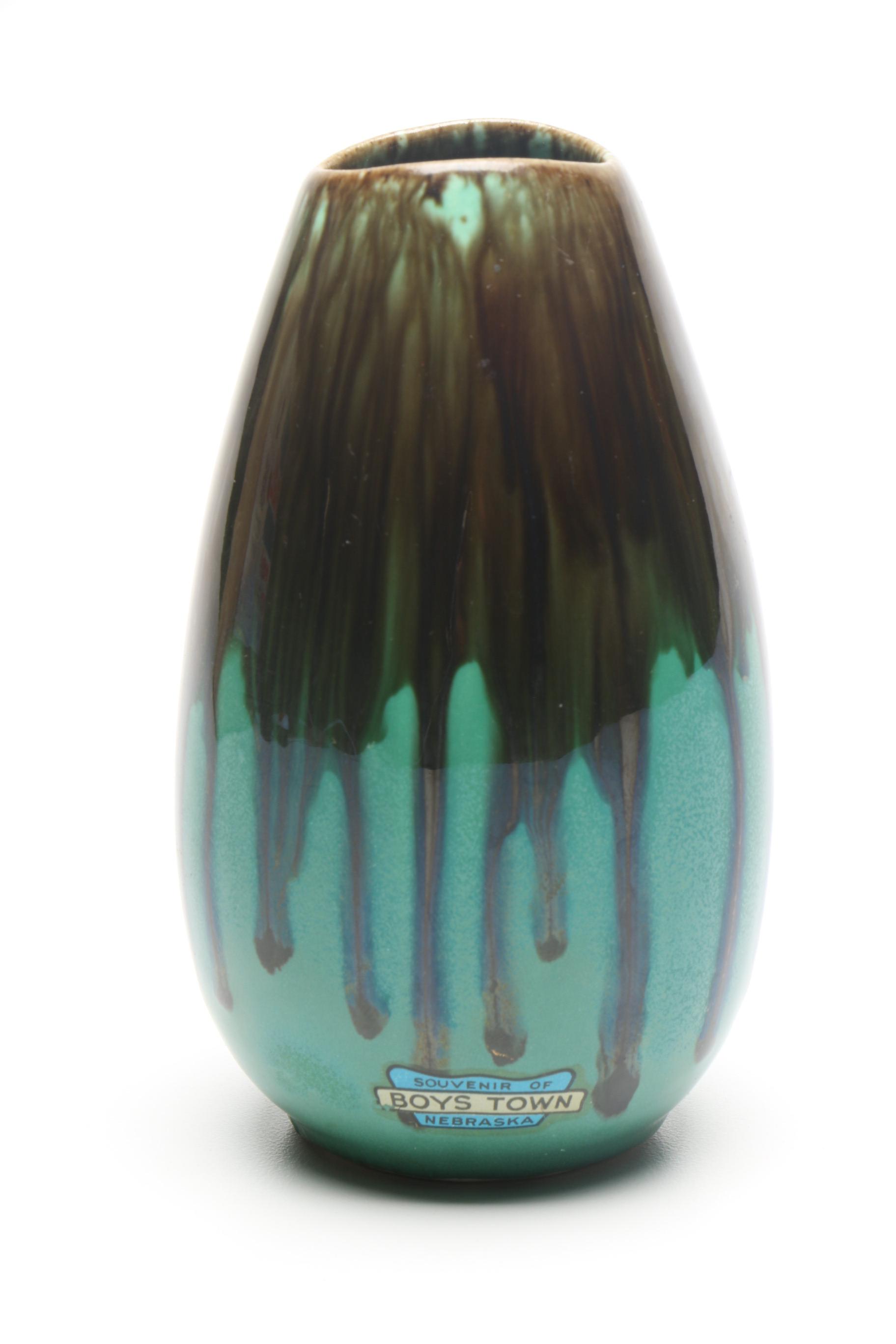 Vintage Boys Town, Nebraska Souvenir Pottery Vase