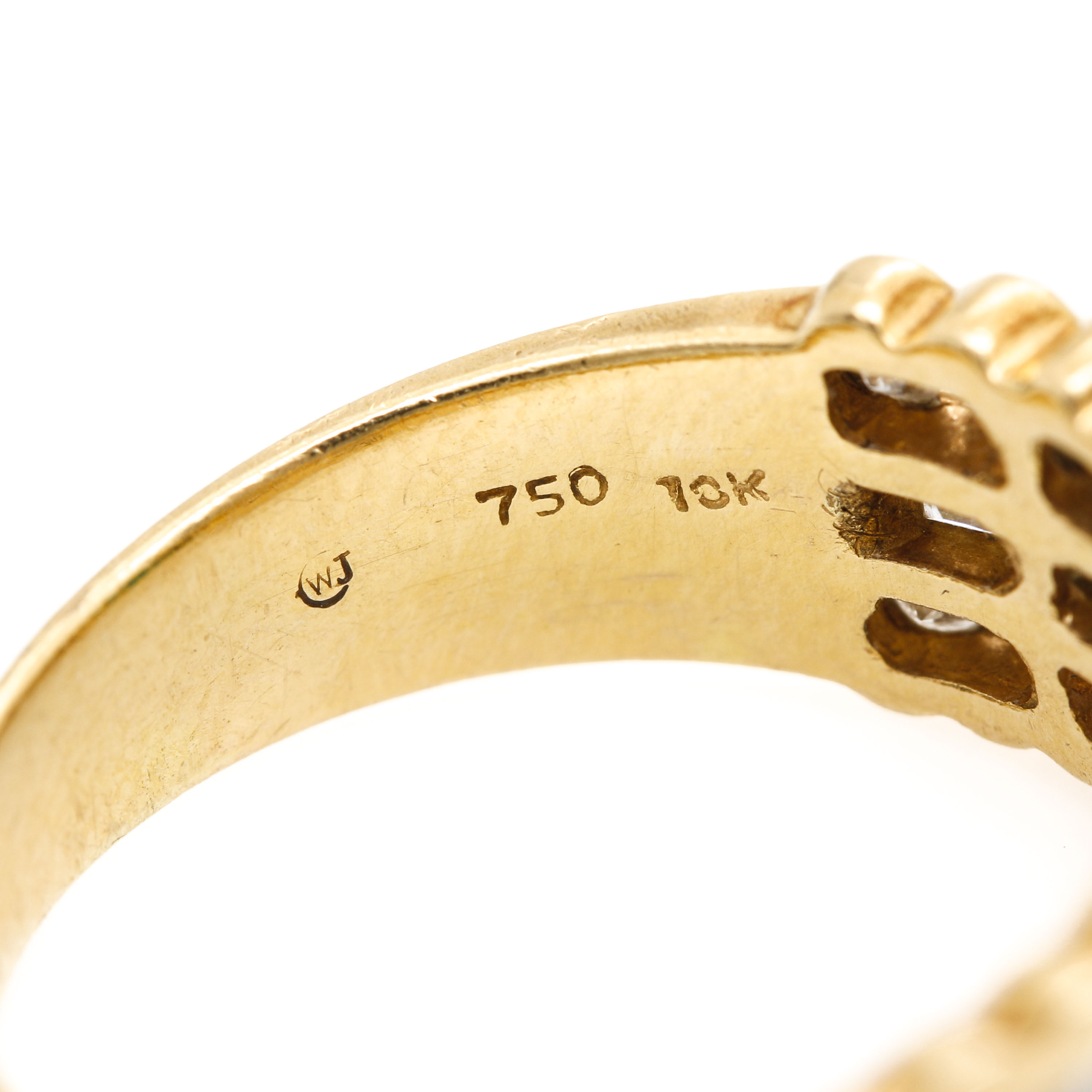 18K Yellow Gold Emerald and Diamond Ring