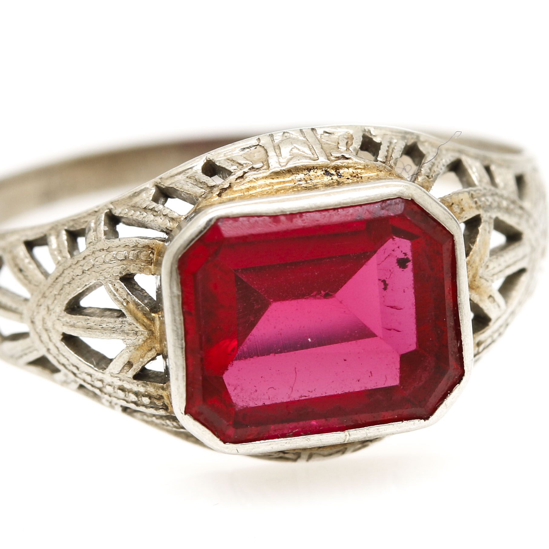 10K White Gold Ruby Ring