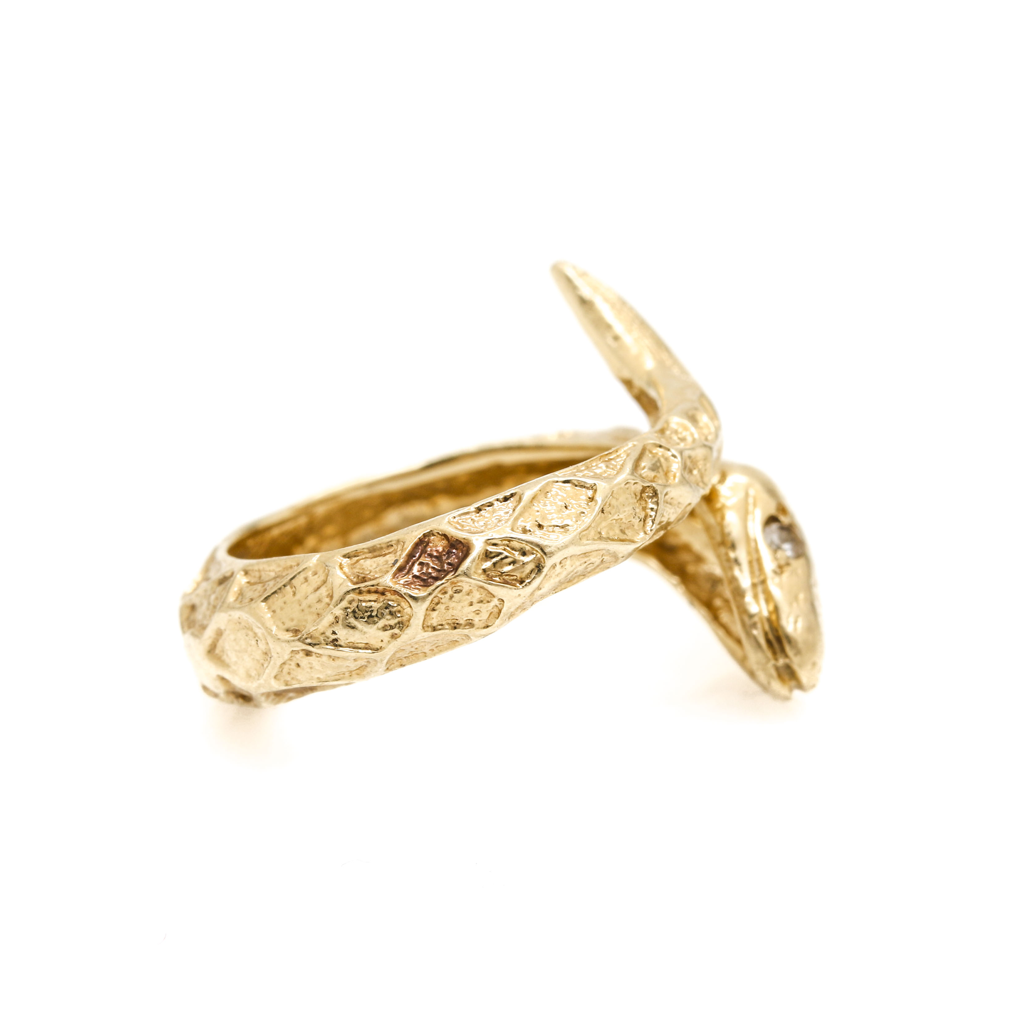 14K Yellow Gold Topaz Snake Ring