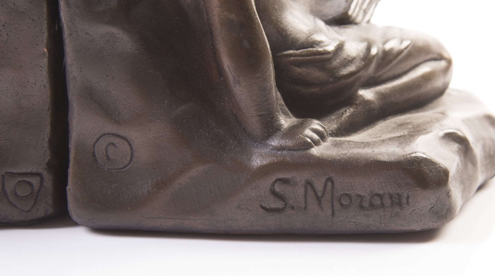 Salvatore Morani Armor Bronze Cherub Bookends