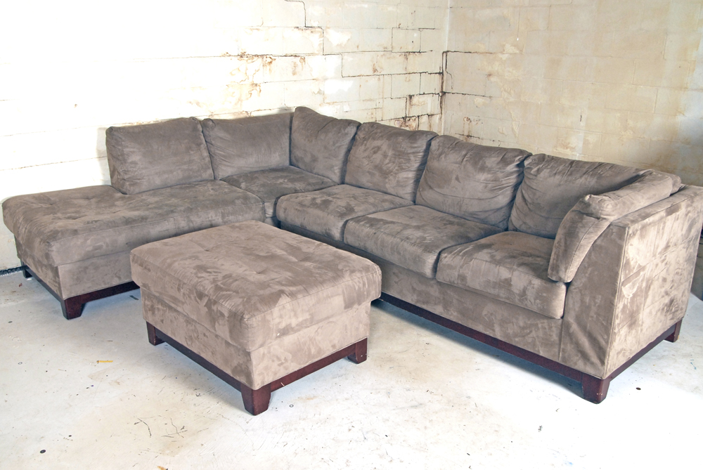 Micro-suede Sectional with Ottoman