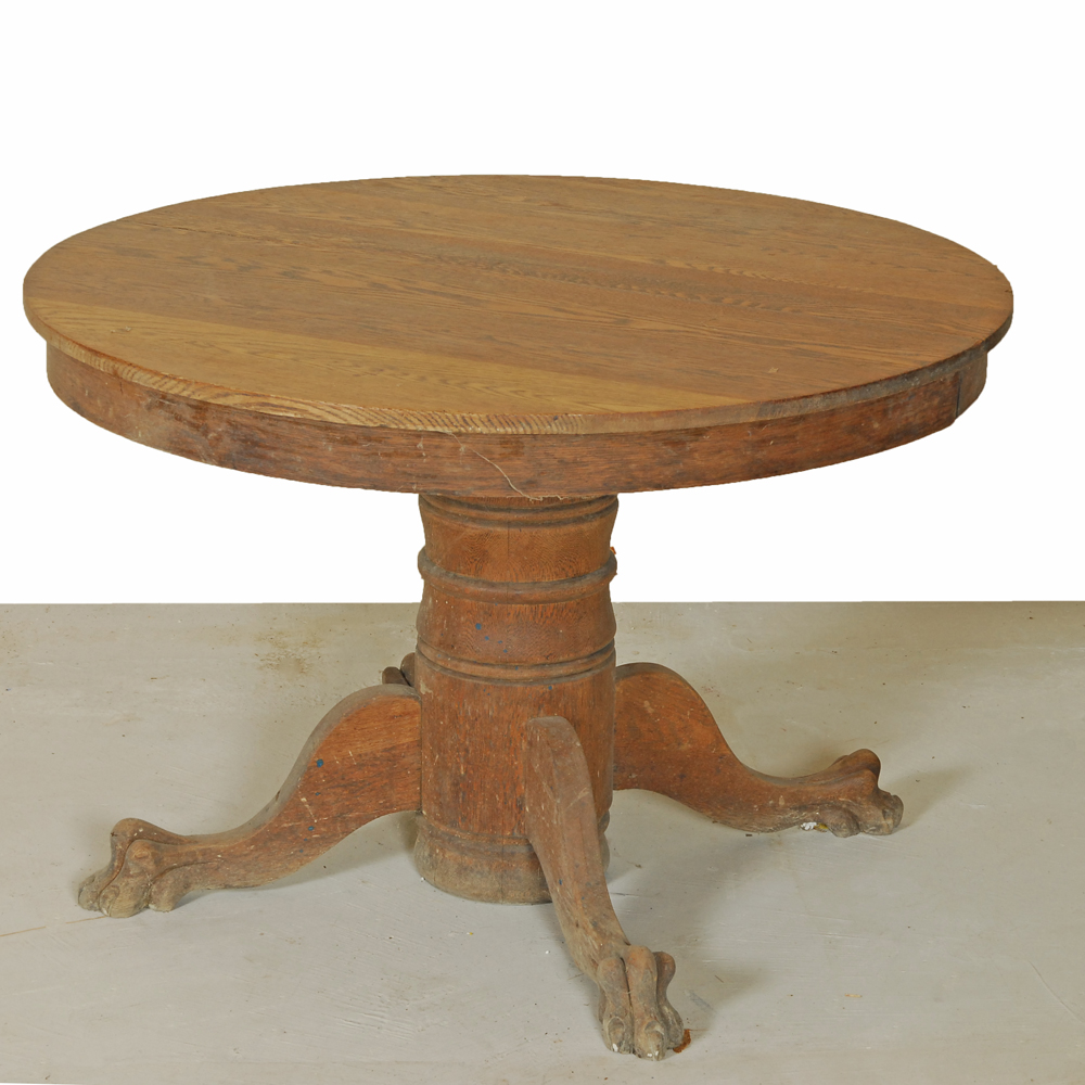 Vintage Oak Claw Foot Dining Table