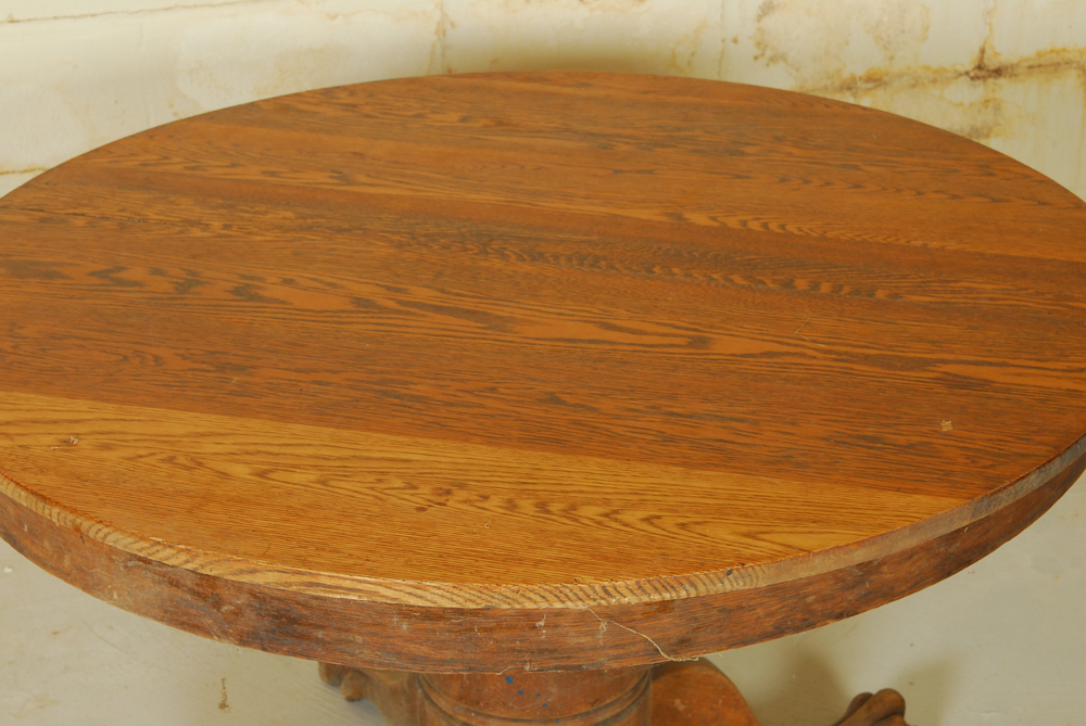 Vintage Oak Claw Foot Dining Table