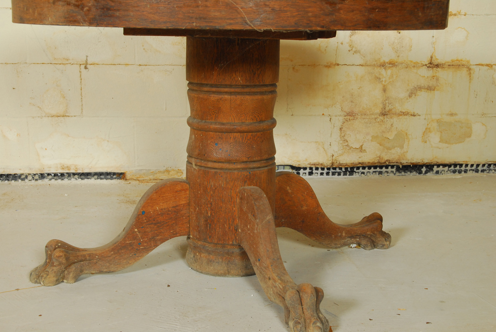 Vintage Oak Claw Foot Dining Table