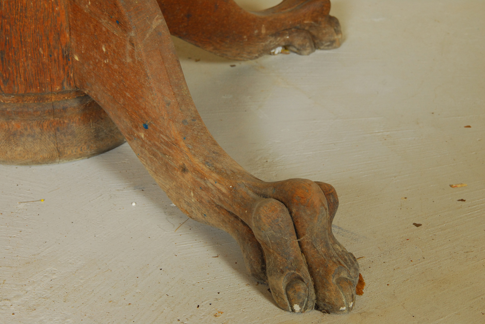 Vintage Oak Claw Foot Dining Table