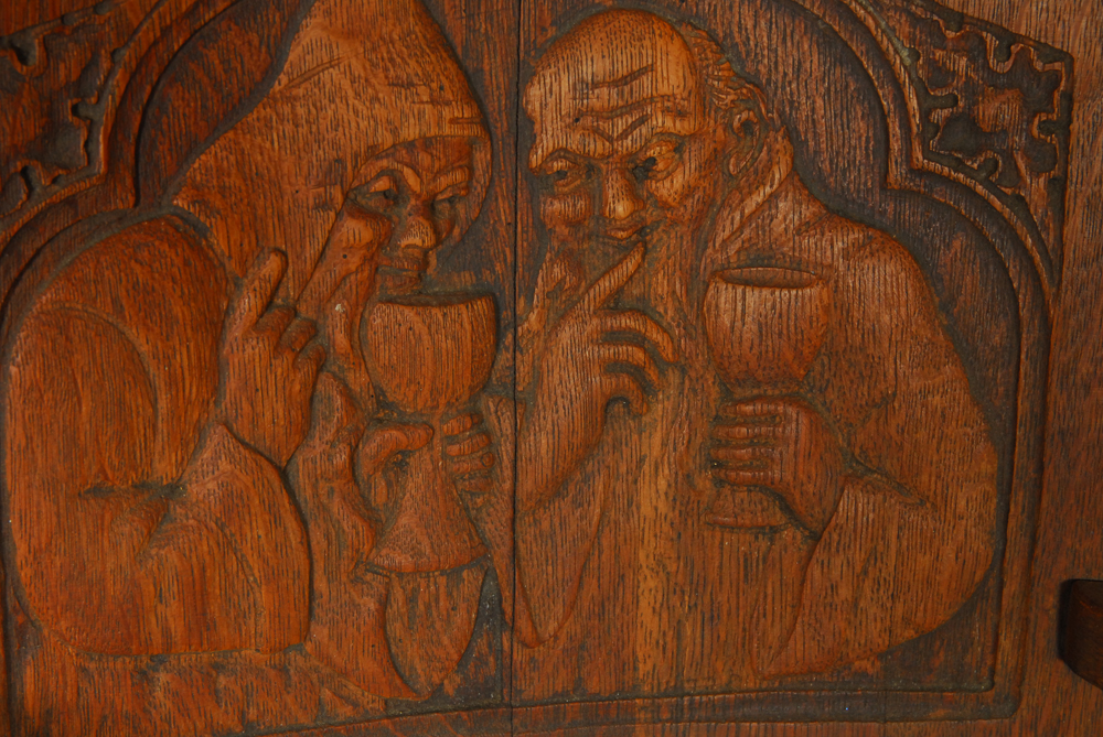 Vintage Oak Rocking Chair with Carved Back