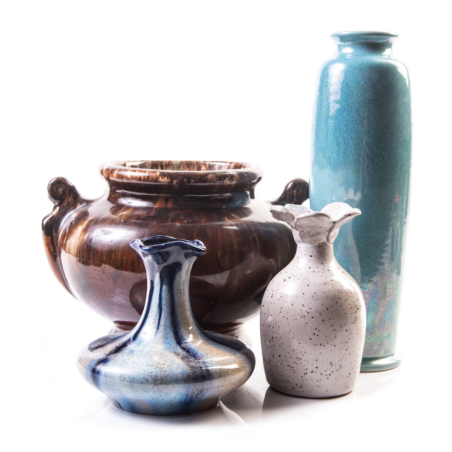Eclectic Vases Featuring Ruskin Pottery and Faiencerie Thulin