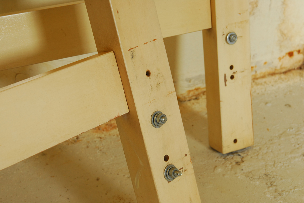 Pair of Vintage Twin Stenciled Headboards and Metal Frames