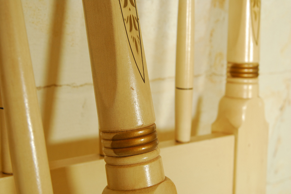 Pair of Vintage Twin Stenciled Headboards and Metal Frames