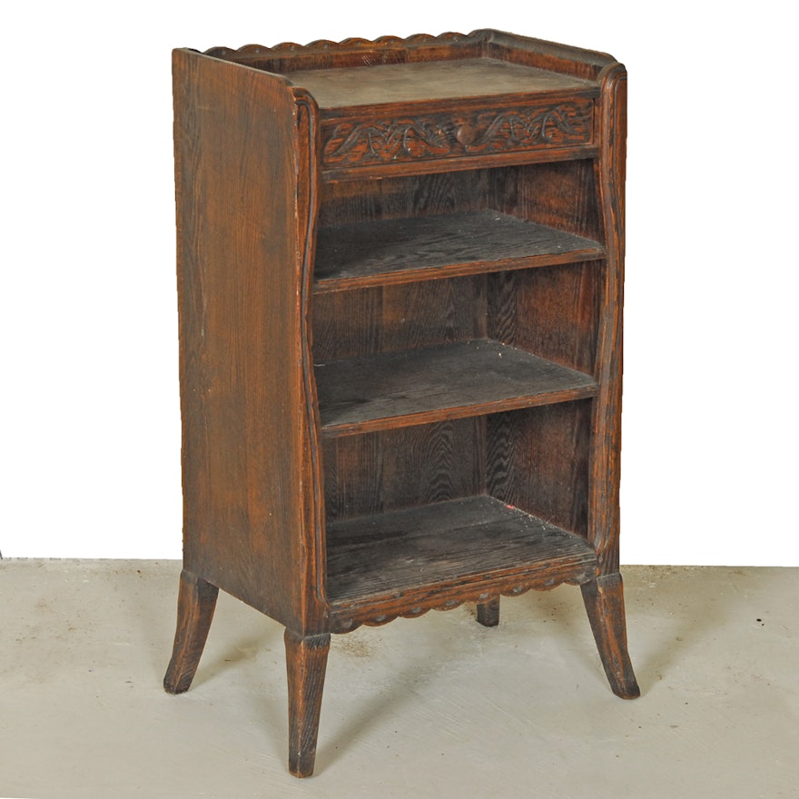 Antique Victorian Oak Side Table with Drawer