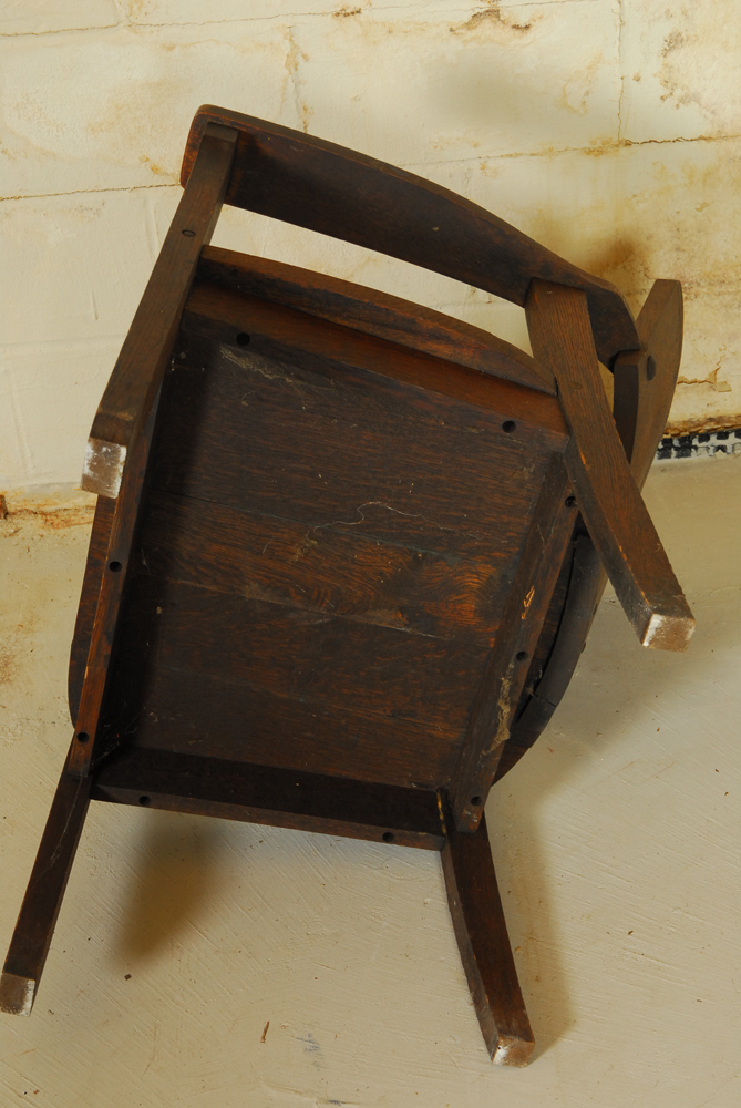 Vintage Oak Armchair with Carved Back