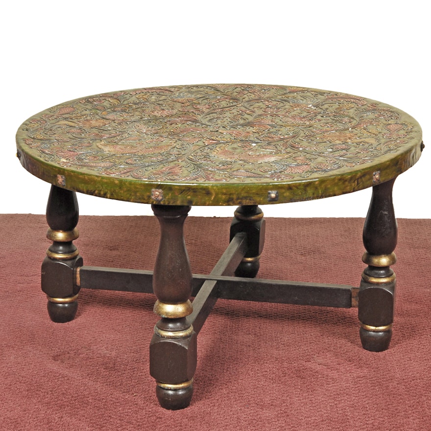 Asian Polychromed Round Coffee Table