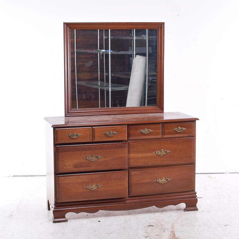 Colonial Style Cherry Dresser with Mirror