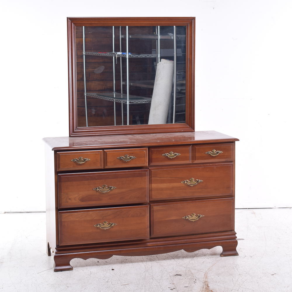 Colonial Style Cherry Dresser with Mirror