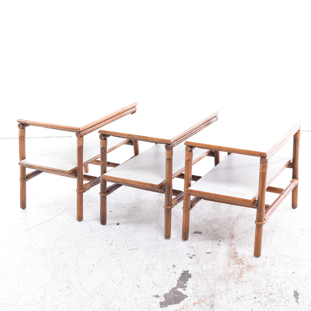 Rattan Based Coffee Table and Three Matching End Tables