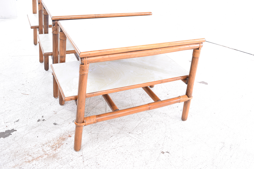 Rattan Based Coffee Table and Three Matching End Tables