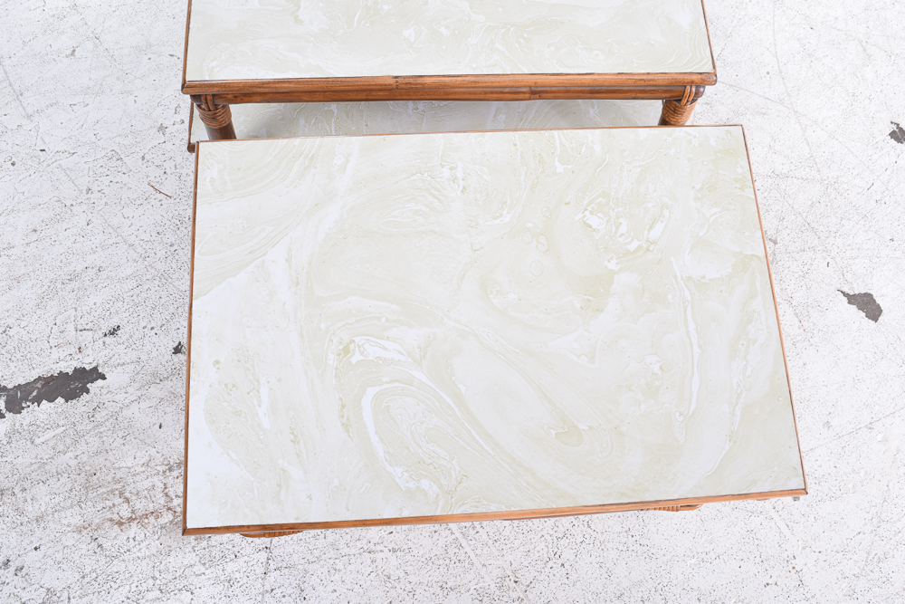 Rattan Based Coffee Table and Three Matching End Tables