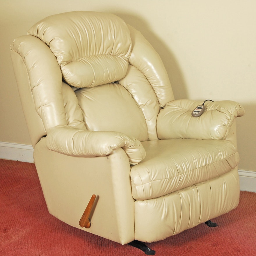 Faux Ivory Leather Stratolounger Recliner