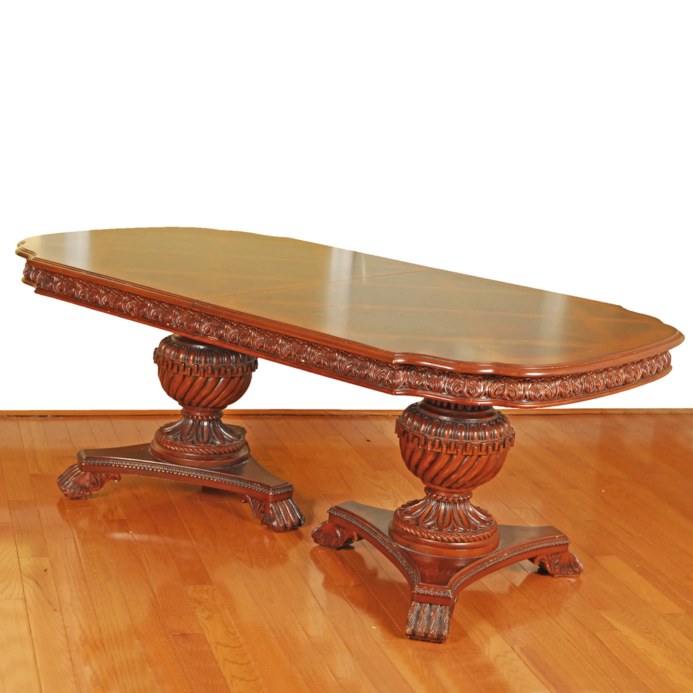 Regency Style Mahogany Double Pedestal Table